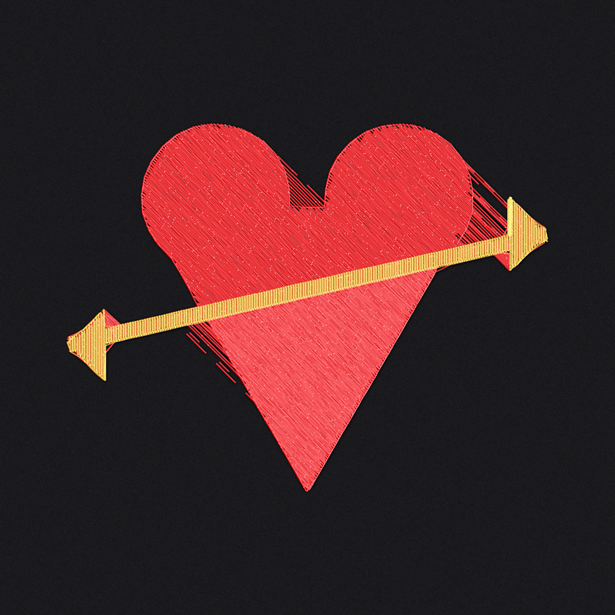 Heart + Arrow embroidery simulation