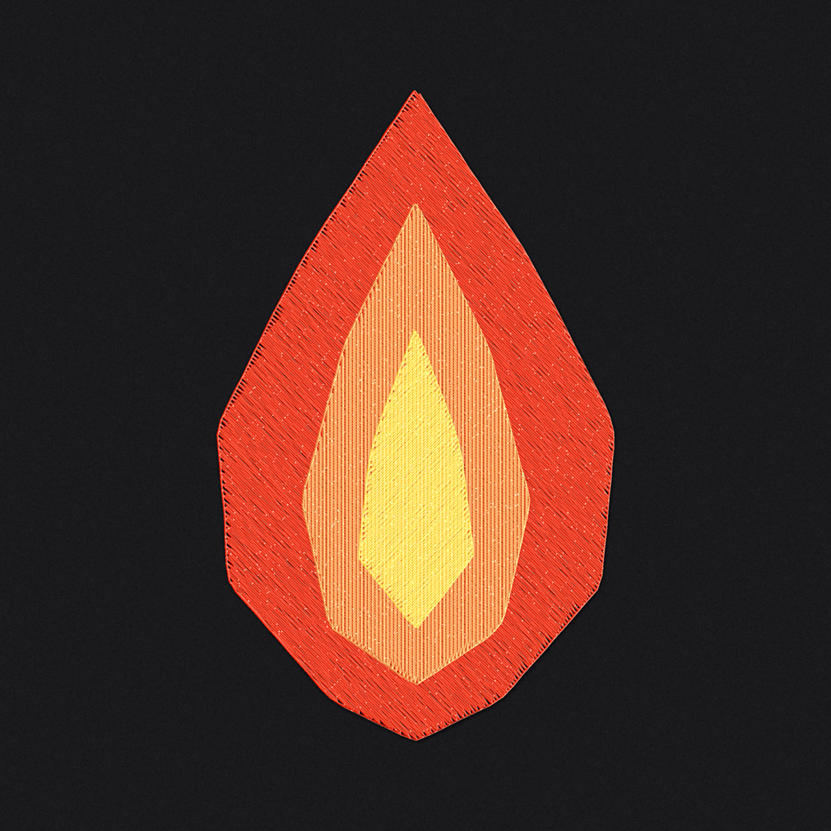 Flame embroidery simulation